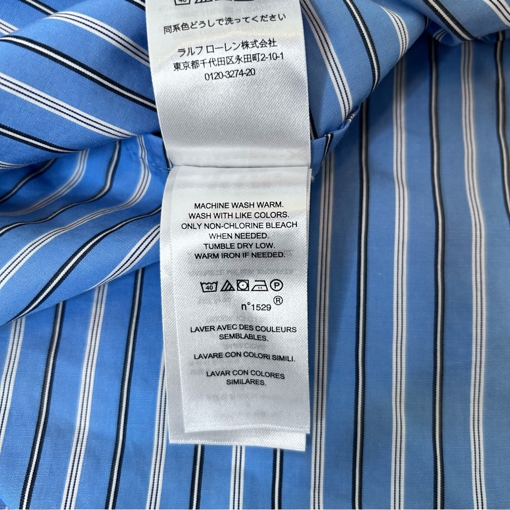 Lauren Ralph Lauren Blue Black White Striped Shirt Dress Button Front Size 16 - Picture 5 of 11